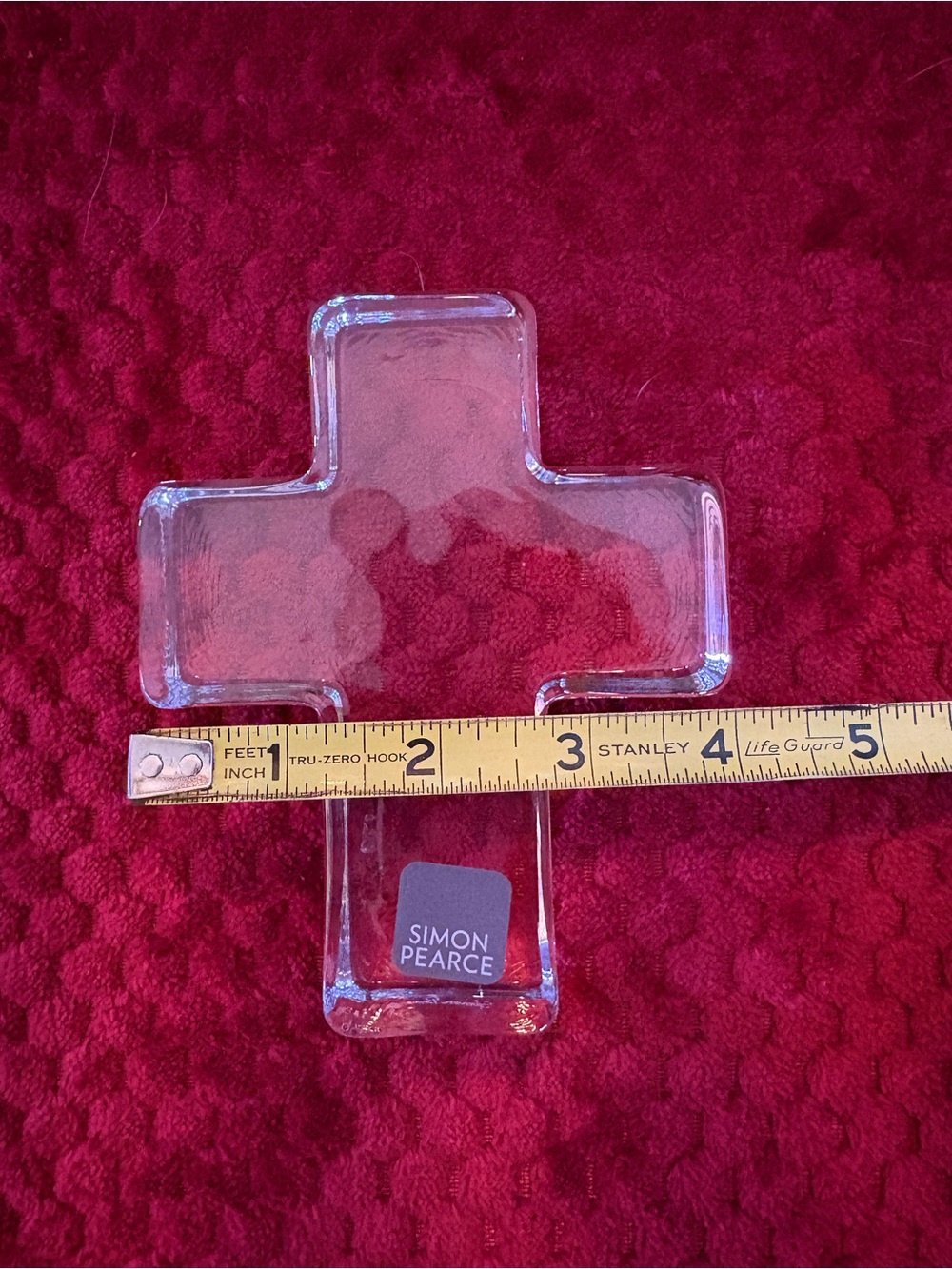 Simon Pearce Hand Blown Glass Cross Paperweight 5” w/ Box & Card Signed Sticker - Picture 14 of 15